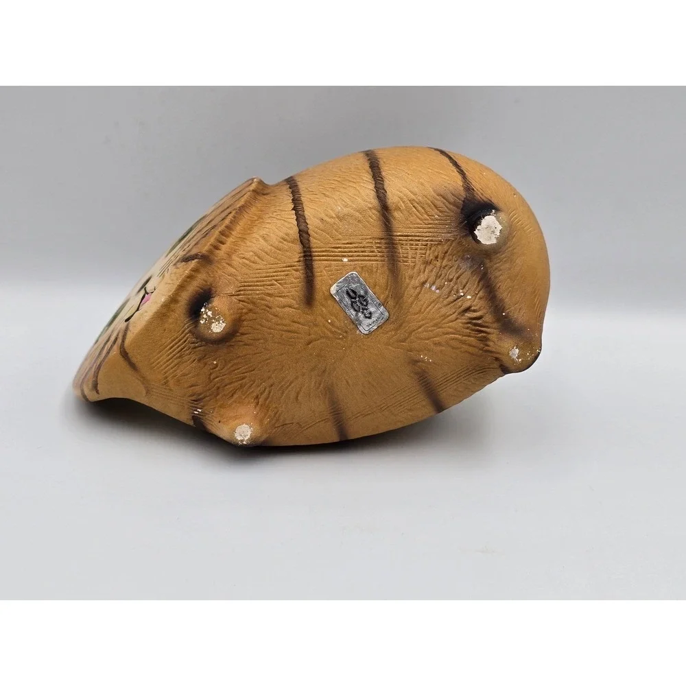 Cute Cat Planter Ceramic Brown Tabby Whiskers Green Eyes Tail Pot Home Decor‎